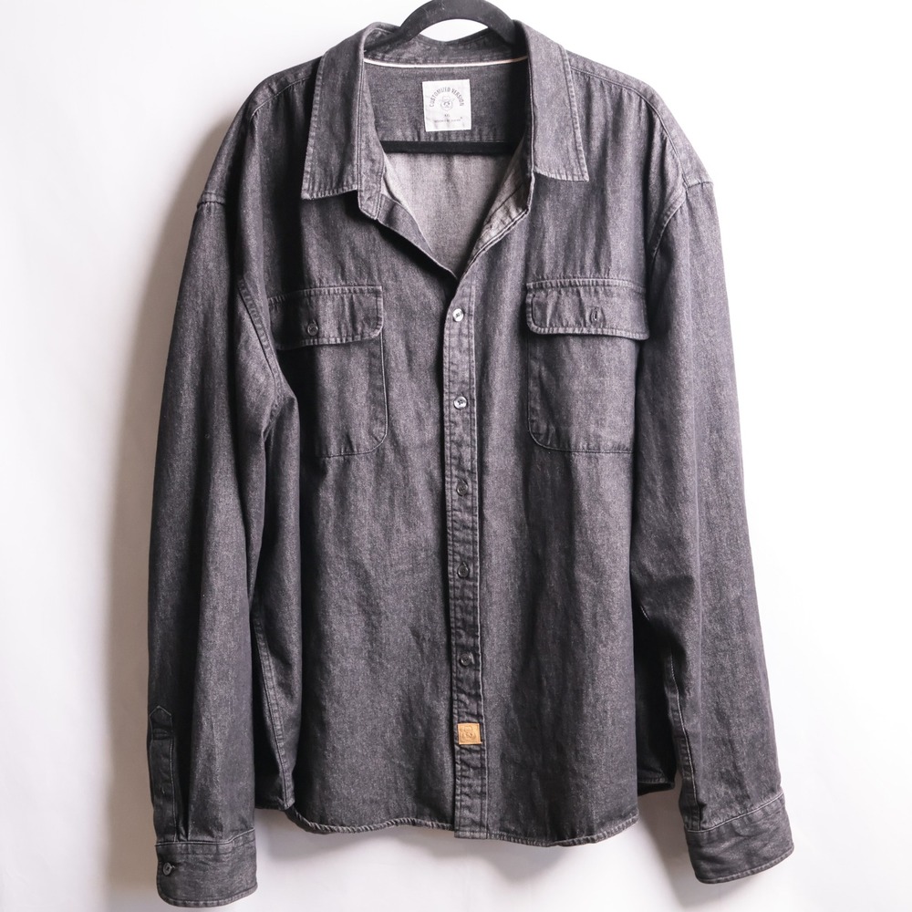 Dubinik Mens 4XL Black Denim Button Up Work Shirt Jacket Shacket Cotton Classic